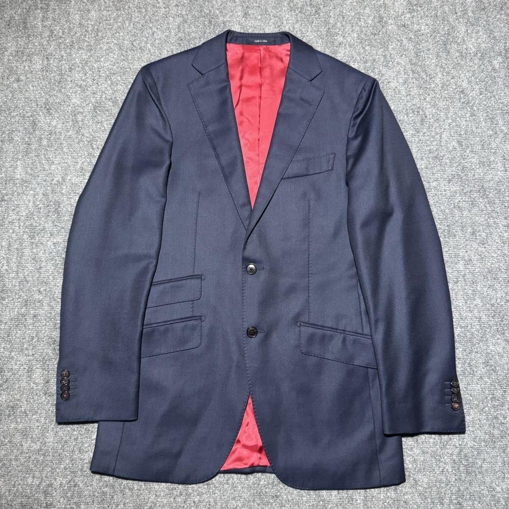 Suitsupply Sienna Vitale 38L Blue 100% Wool Sport Coat Blazer Straight-Slim Cut